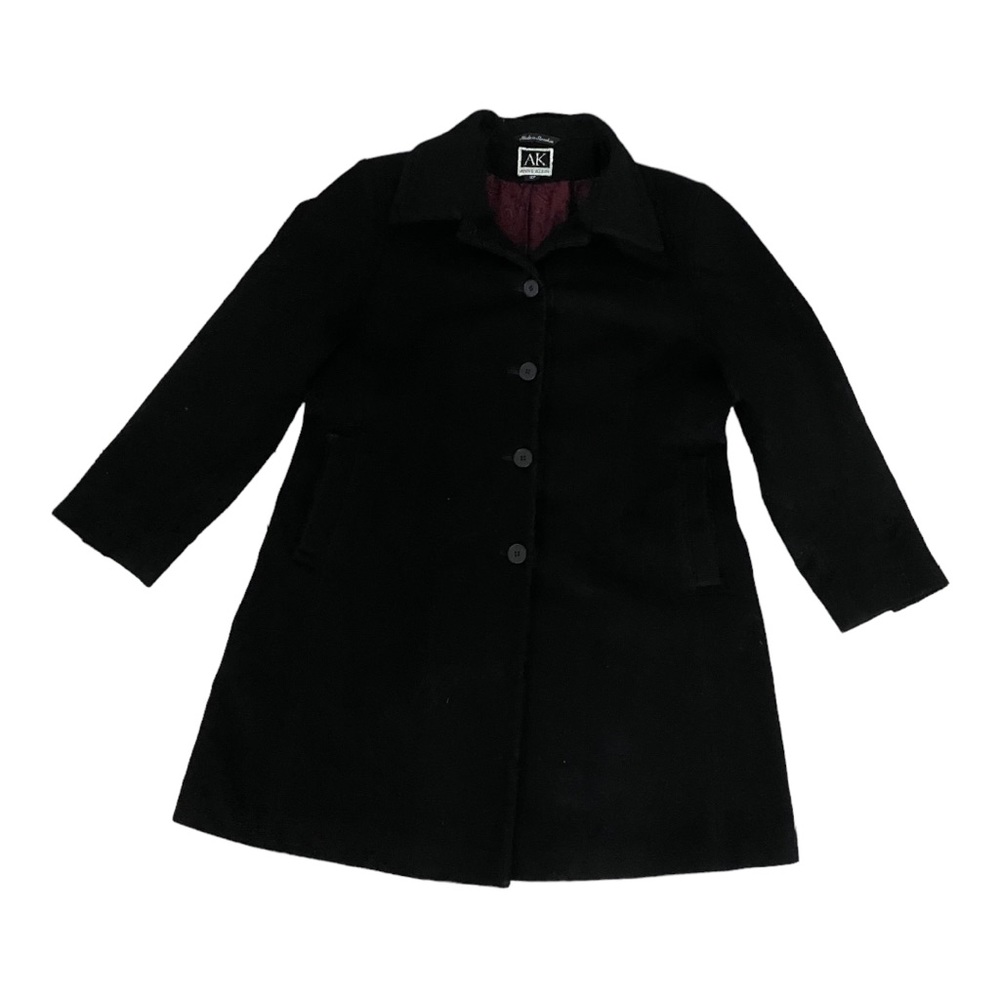 Anne Klein Black Single Breasted Wool Coat 12P - Picture 1 of 12
